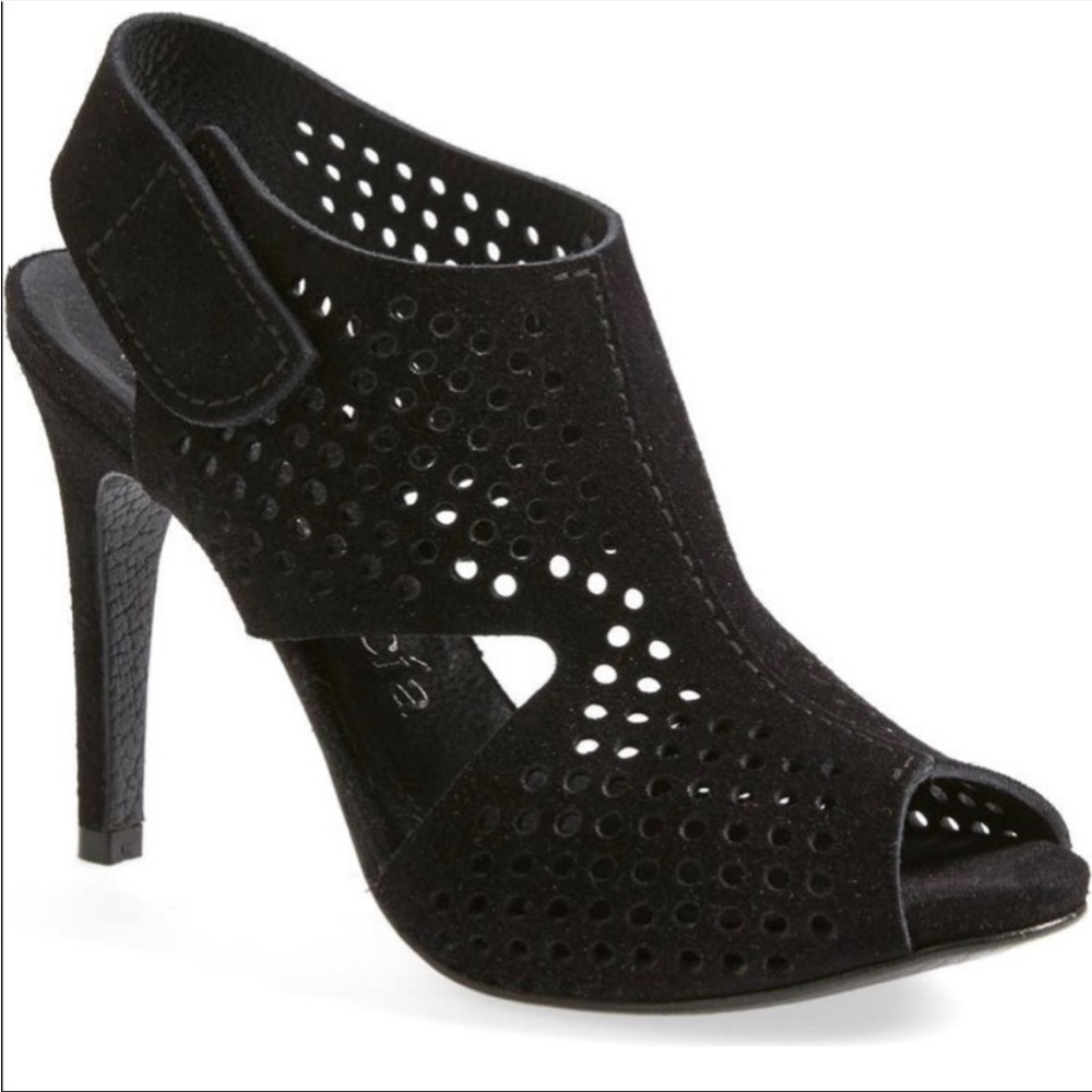 Pedro Garcia Black Samara Perforated Suede Sandals